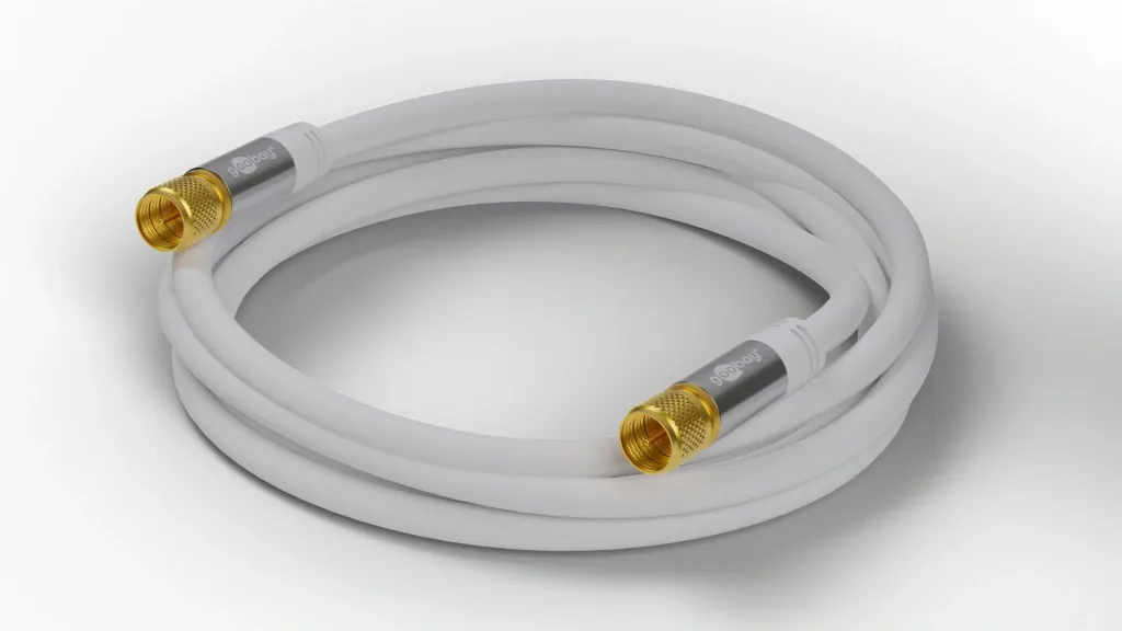 SAT Antennenkabel 135 dB, 4x geschirmt, 5 m, Weiß - vergoldet, F-Stecker > F-Stecker (70644)