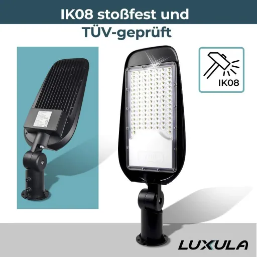LED-Straßenleuchte 50 W bietet 5800 lm, 5000 K (neutralweiß) & IP65 Schutz