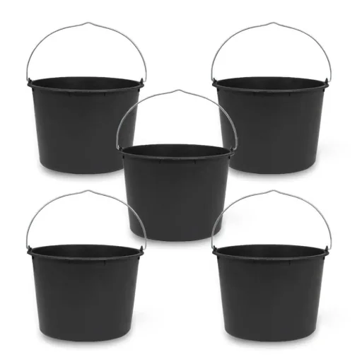 Baueimer 20 Liter, Profi-Line, Schwarz, 5er Set