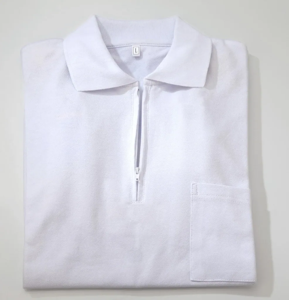 Poloshirt mit Reißverschluss, weiß. Gr. XXXL