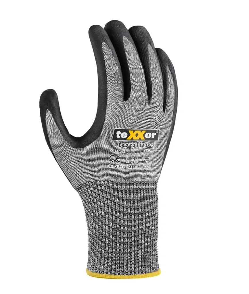Schnittschutz-Strickhandschuhe besandete Nitrilbeschichtung Gr. 8
