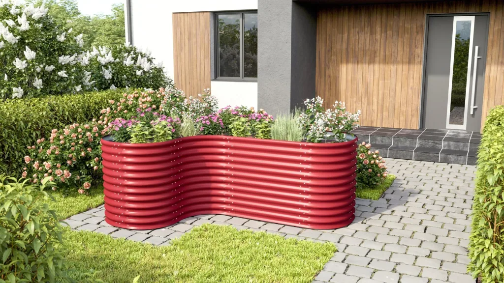 Hochbeeterweiterung Curve 858, Farbe rubin