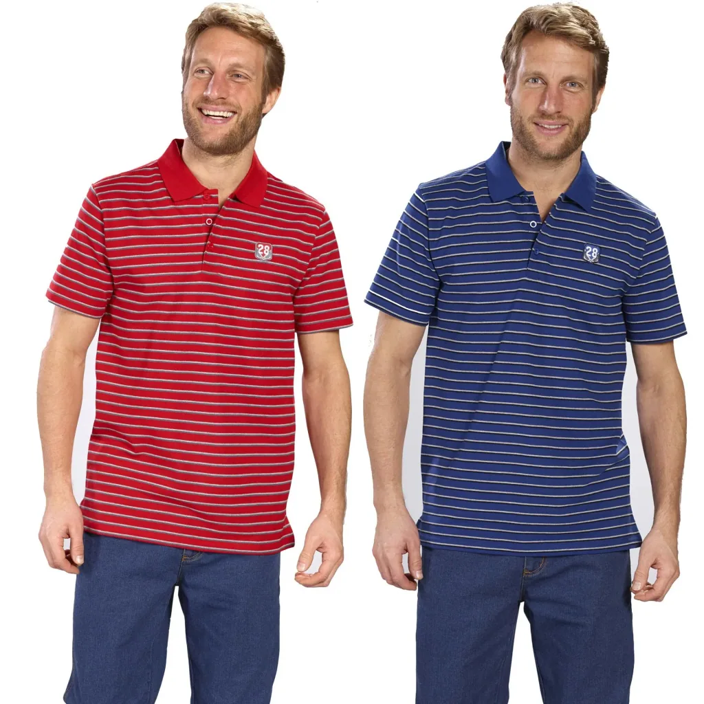 Poloshirt geknöpft, rot-gestreift, Gr.M