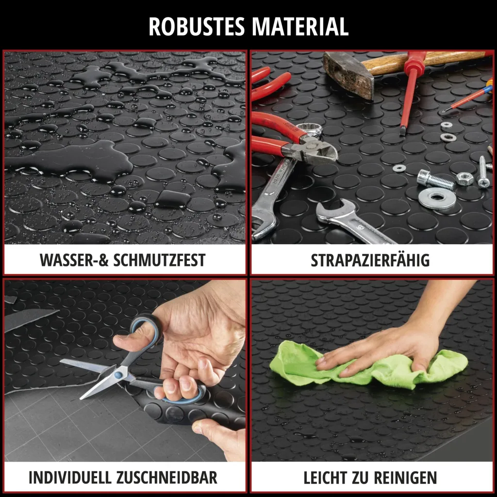 Kofferraummatte, Gummimatte Coin, zuschneidbare Meterware 100x150 cm schwarz