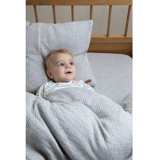 Little Dutch Bettlaken Babybett uni grau "Pure Grey", Größe: 60 x 120 cm