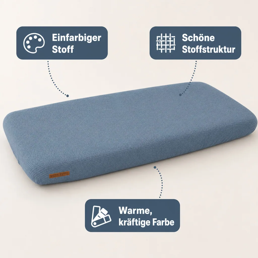 Little Dutch Bettlaken Babybett uni blau "Pure Blue", Größe: 60 x 120 cm