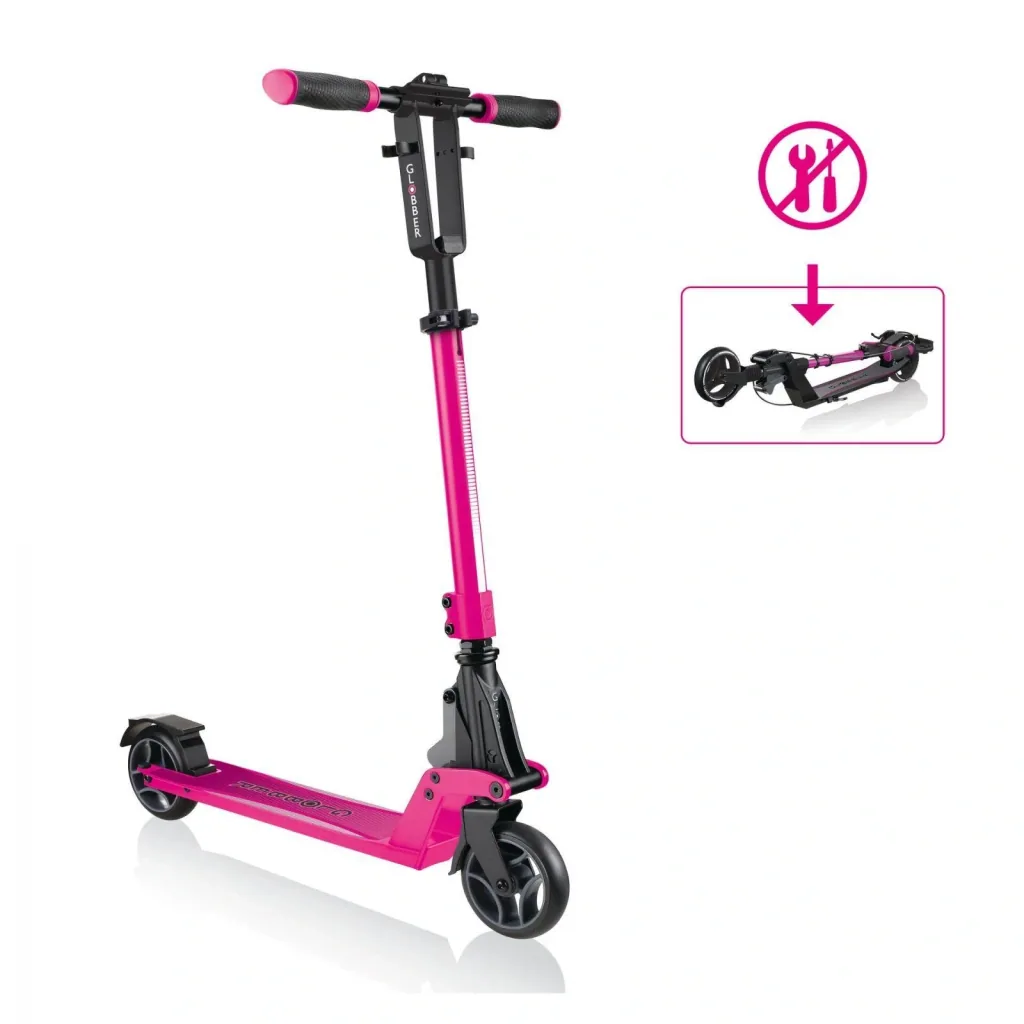 ONE K 125 Tretroller, 125 mm extra breit, ABEC 7, höhenverstellbar, Klappmechanismus, neon pink