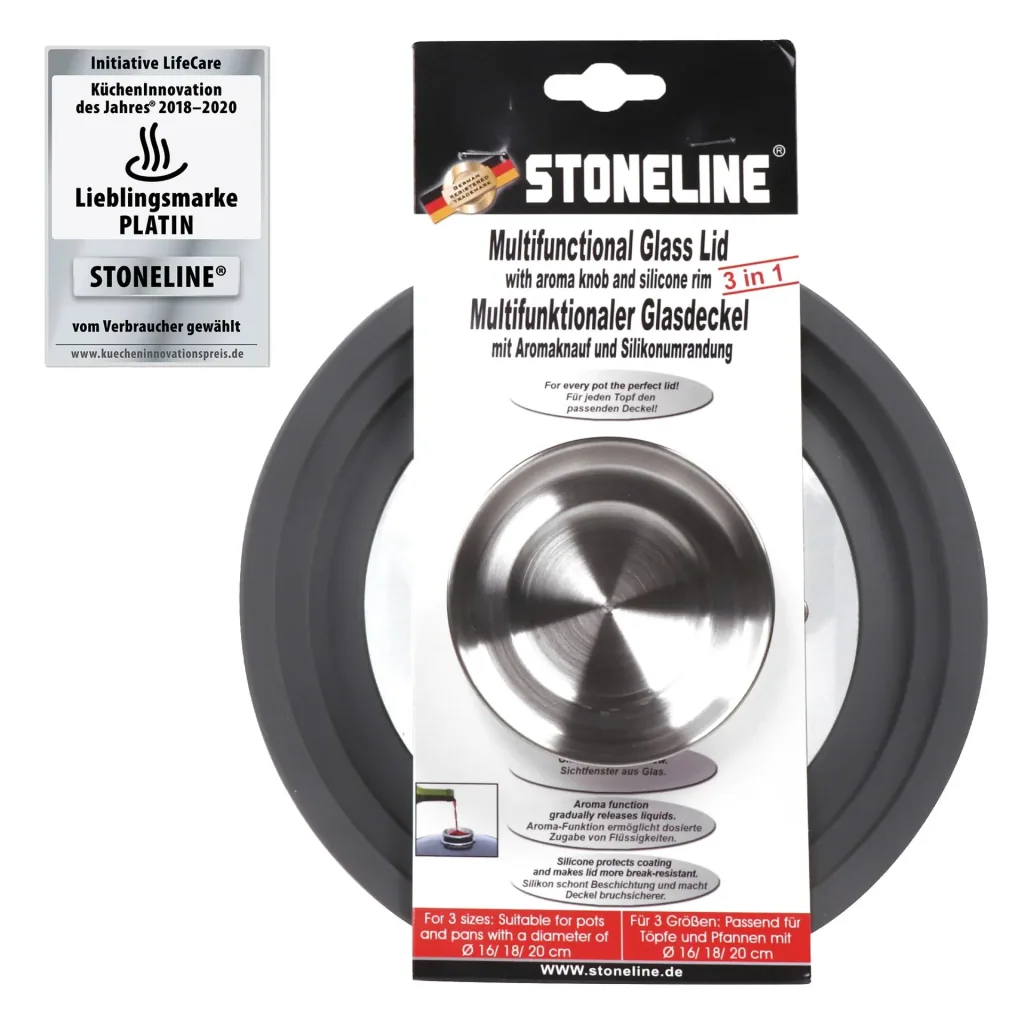 Universal-Glasdeckel mit Silikonrand und Aromaknopf für 16/18/20 cm - Für die Aroma-Küche!