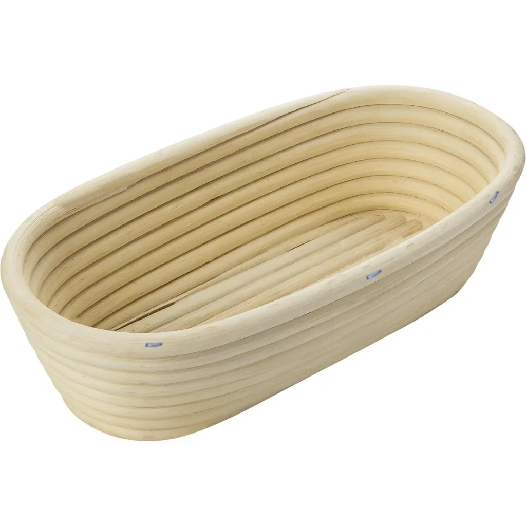 Set Gärkorb Peddigrohr mit Baumwollbezug oval