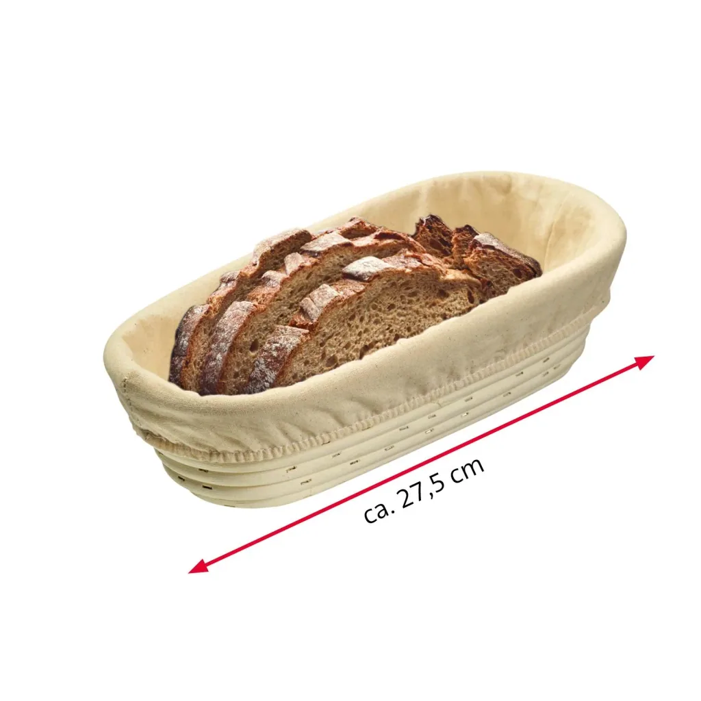 Set Gärkorb Peddigrohr mit Baumwollbezug oval