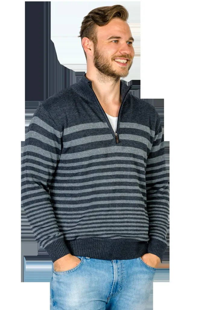 Pullover, Farbe grau mit Blockstreifen, Gr.3XL