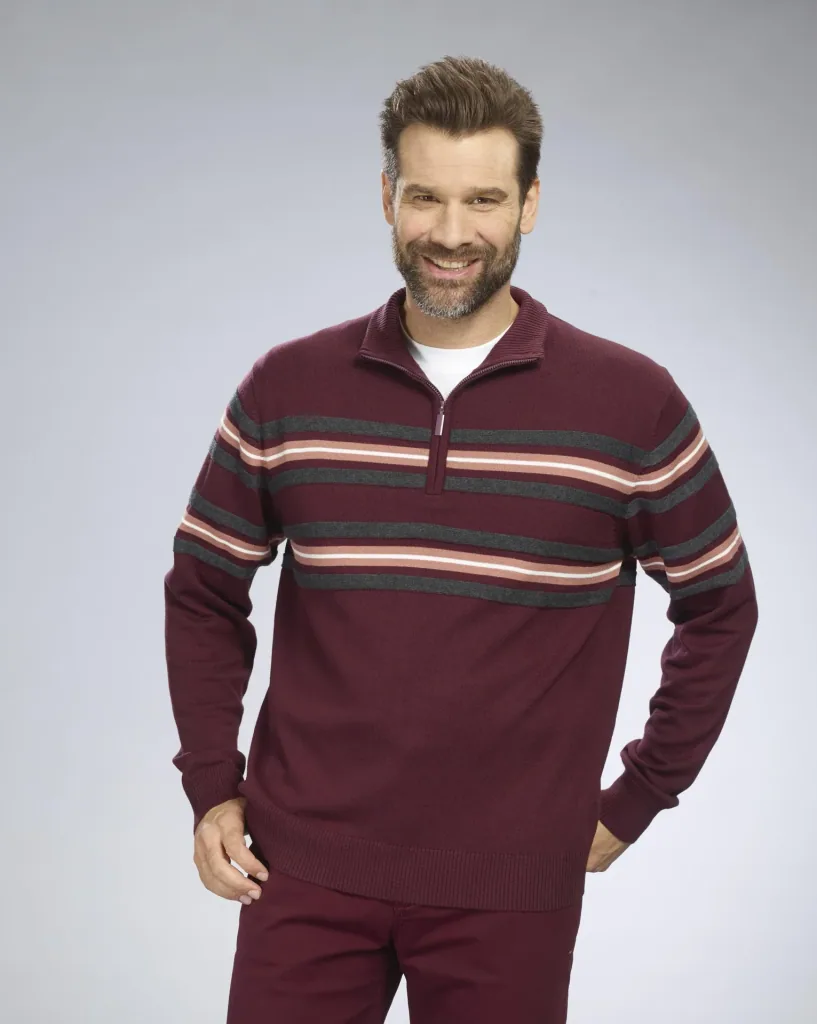 Pullover mit Streifen, Farbe port, Gr.2XL