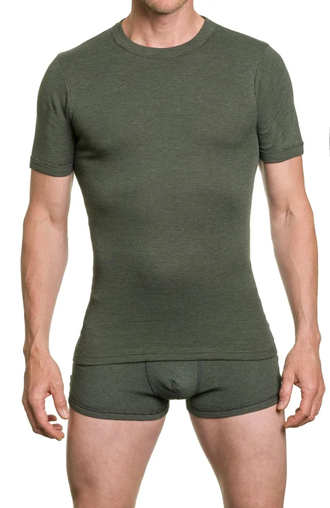 Rundhalshirt mit Streifen, Farbe oliv, Gr.M