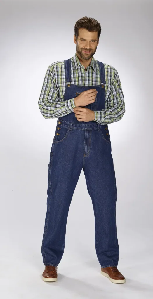 Fabrik Latzjeans, stonewashed, Gr. 48