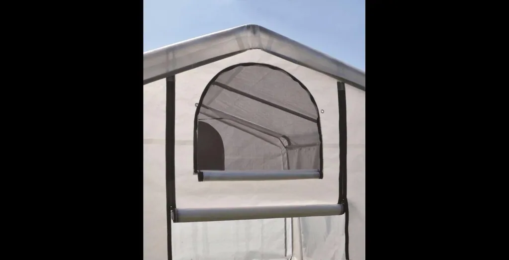 ShelterLogic Gewächshaus 5,76 m² Weiß, 240×240 cm – Foliengewächshaus mit Aufrolltür & Lüftung, wetterfest