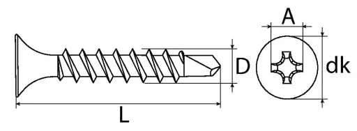 Schnellbauschrauben PH Trompetenkopf Bohrspitze phosphatiert 3.5x25mm PH 1000 Stück