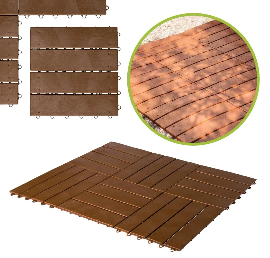Gartenplatten, Holzdielen-Optik, 30 x 30 cm, 6er-Set