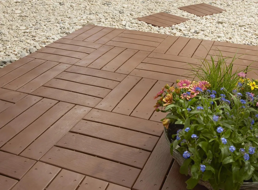 Gartenplatten, Holzdielen-Optik, 30 x 30 cm, 6er-Set