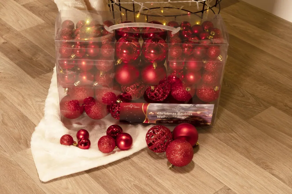 Weihnachtskugeln, rot, 100 Stück