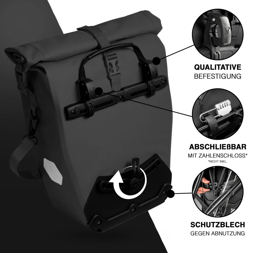 ValkOcean Gepäckträgertasche, Schwarz