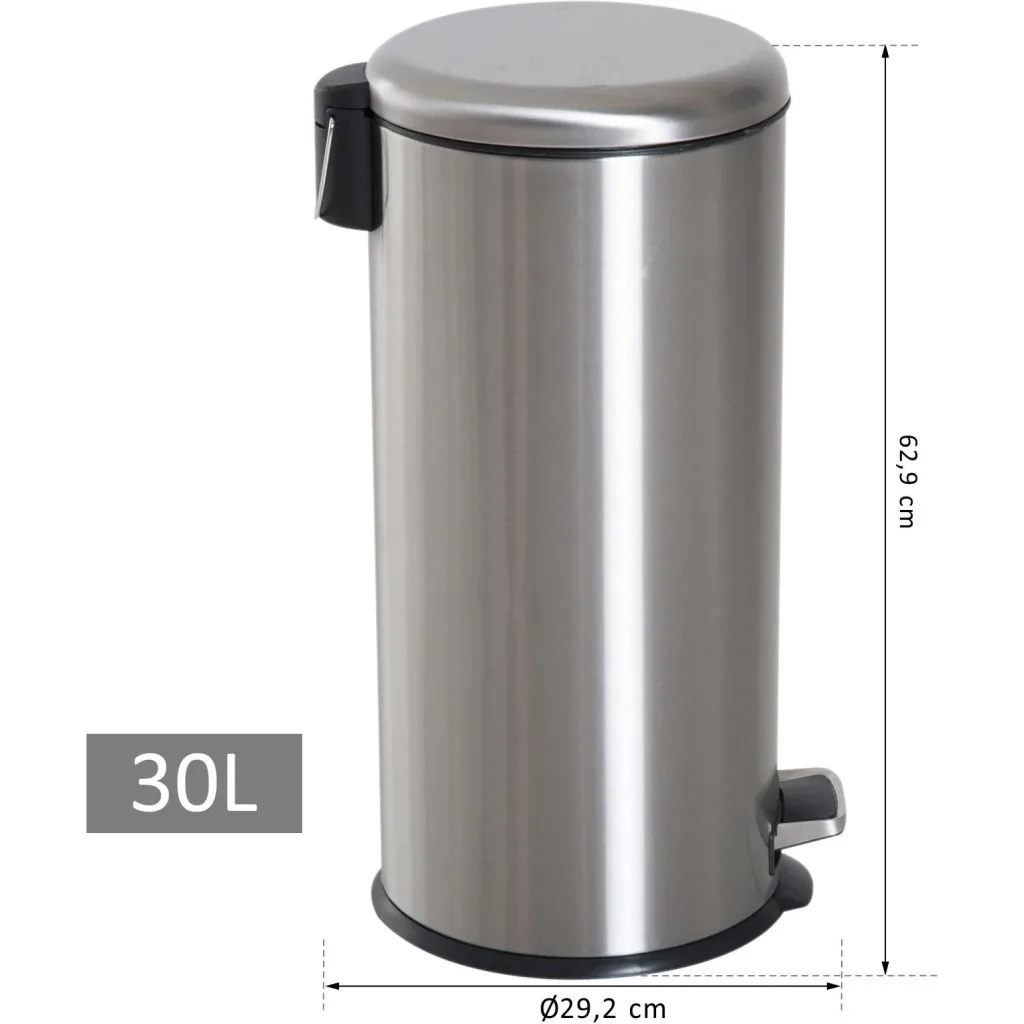 Treteimer mit Inneneimer Pedal-Mülleimer Klappdeckel Abfallsammler Edelstahl Silber 30L