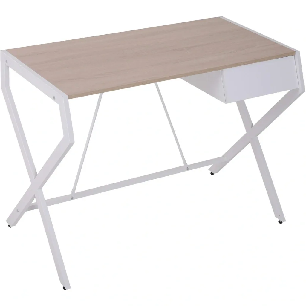 Schreibtisch Computertisch mit Schublade Spanplatte Metallrahmen 20 kg Belastbarkeit