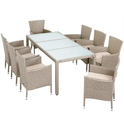 Garten-Set Polyrattan-Set 17 stapelbar Bali beige
