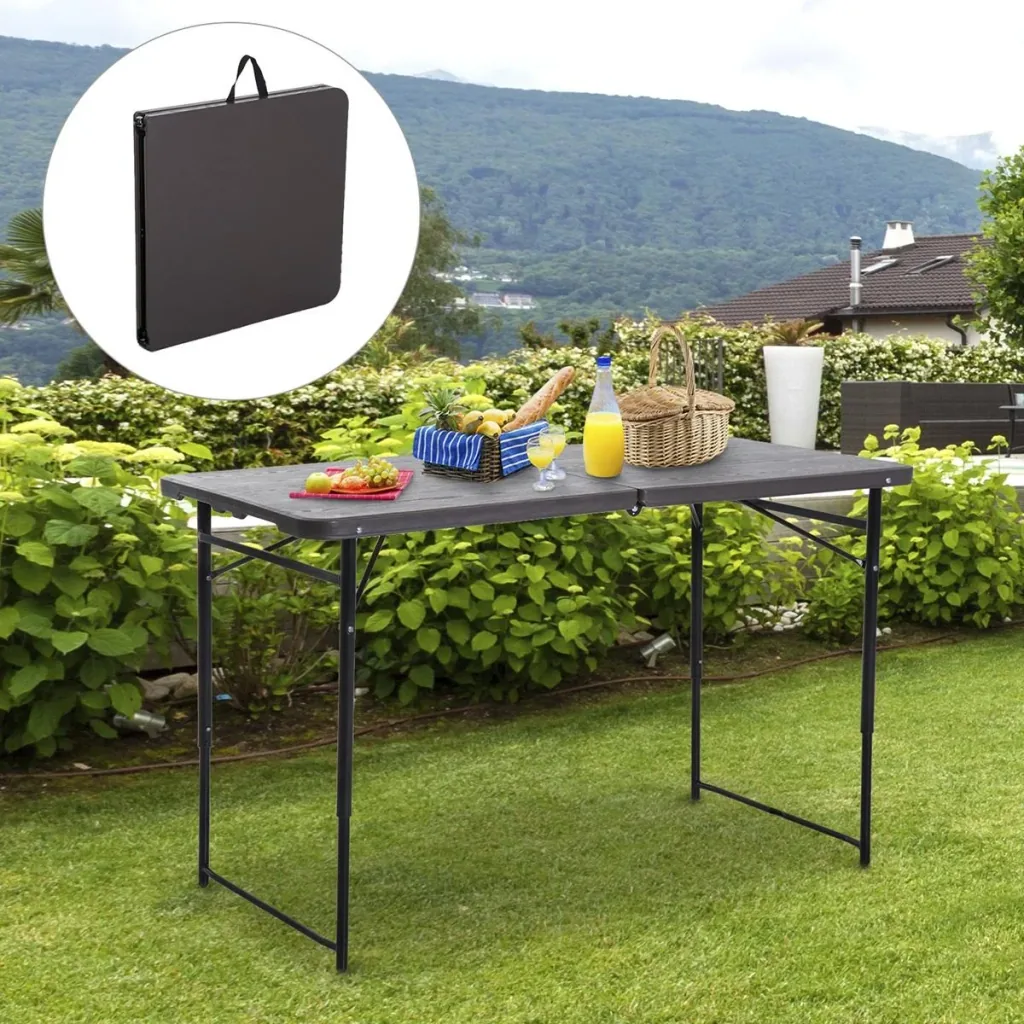 Faltbarer Campingtisch braun/schwarz