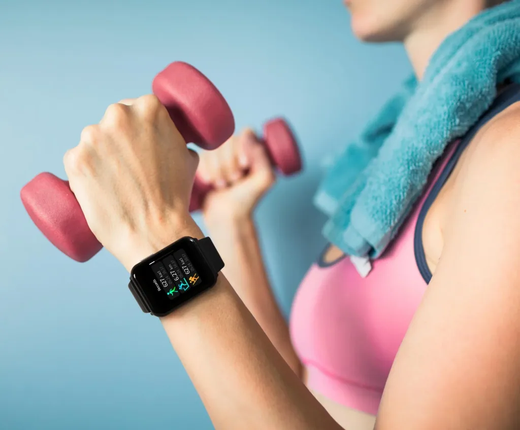Smartwatch mit Überwachung der Körpertemperatur, der Herzfrequenz und Schlafaktivität