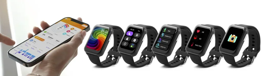 Smartwatch mit Überwachung der Körpertemperatur, der Herzfrequenz und Schlafaktivität