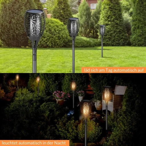 Gartenfackel - Solar - 2 Stück - Mit USB-Anschluss