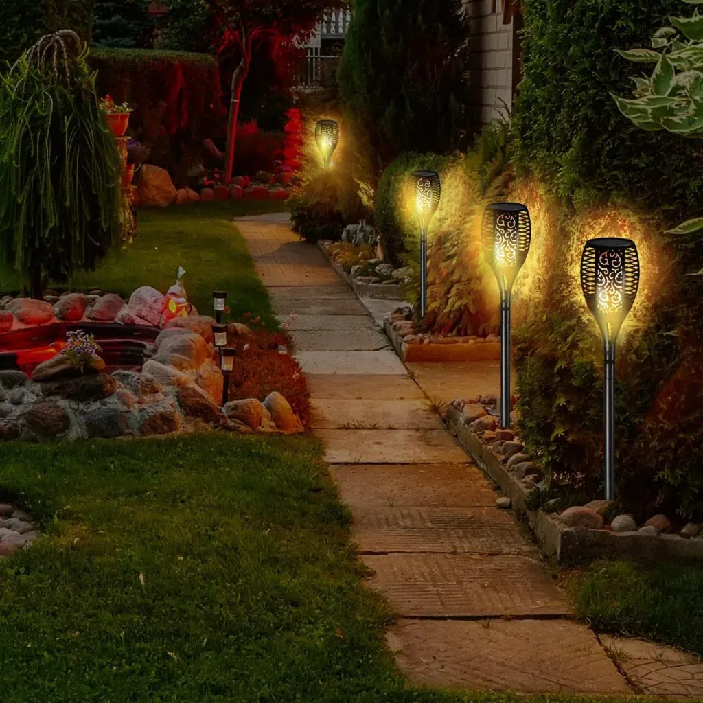 Gartenfackel - Solar - 2 Stück - Mit USB-Anschluss