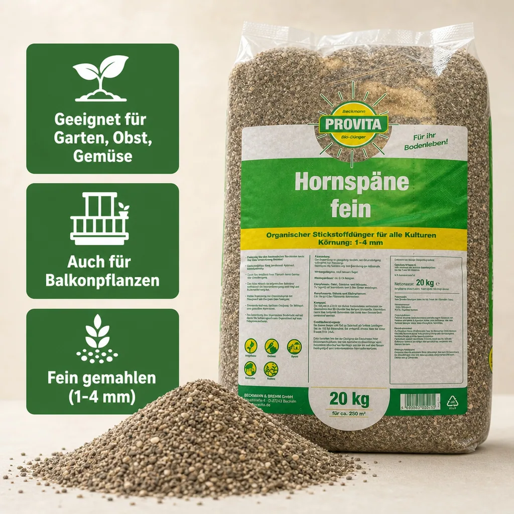 Hornspäne Dünger 20kg, Bio Langzeitdünger, organischer Stickstoffdünger, 1-4 mm