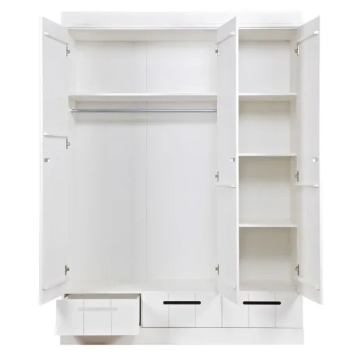 WOOOD Schrank 3 türig erweiterbar Schubladen Holz weiss