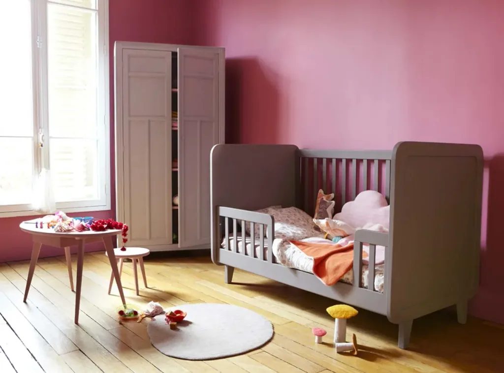 Laurette Babybett 70 x 140 cm Accroche Coeur, Farbe: lila