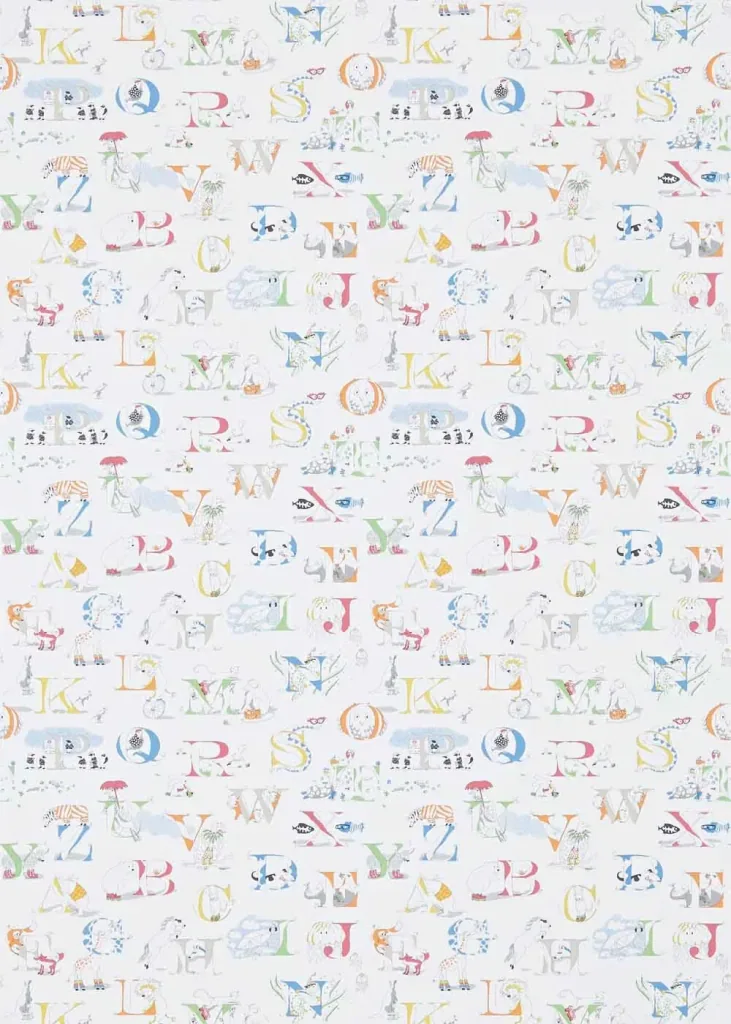 Little Sanderson Abracazoo Motivstoff Alphabet bestickt creme Rainbow