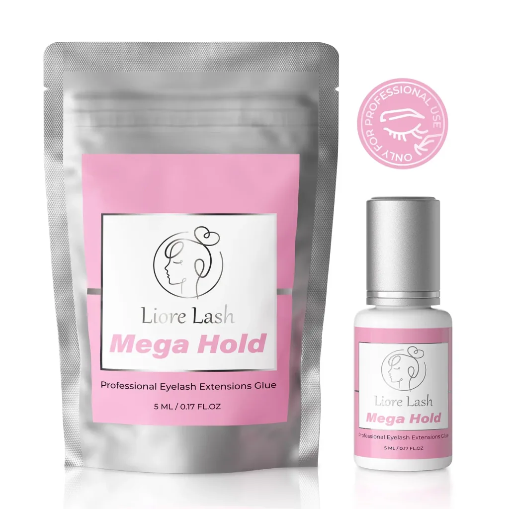 Wimpernverlängerungs-Kleber Liore Lash / Mega starker Halt 8 Wochen / 1 Sek. Schnelltrocknend/Schwarzer Kleber Profi-Zubehör für Classic Volume Wimpern
