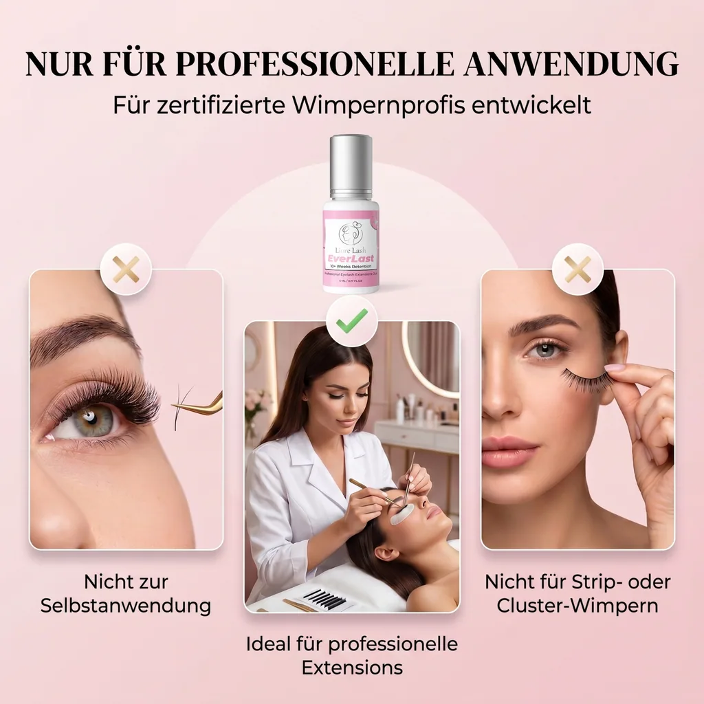 Extra starker Wimpernverlängerungs-Kleber Liore Lash – 0,5–1 Sek. Schnelltrocknend Lash-Kleber, Bis zu 10 Wochen Haltbarkeit, Schwarzer Profi-Kleber für Classic & Volume Wimpern, 5 ml