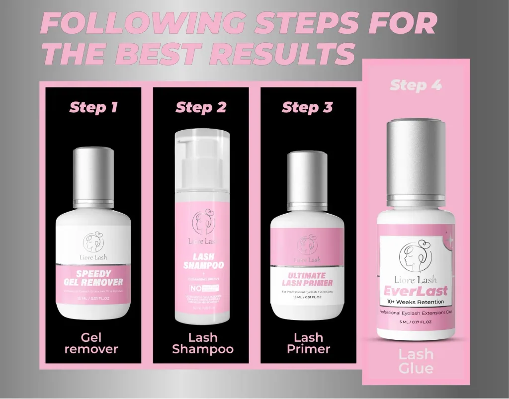 Extra starker Wimpernverlängerungs-Kleber Liore Lash – 0,5–1 Sek. Schnelltrocknend Lash-Kleber, Bis zu 10 Wochen Haltbarkeit, Schwarzer Profi-Kleber für Classic & Volume Wimpern, 5 ml