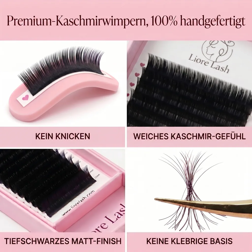 Liore Lash Wimpern für Verlängerungen, 16 Reihen, 0,05 mm, M-Curl, Längenmix 7-15 mm