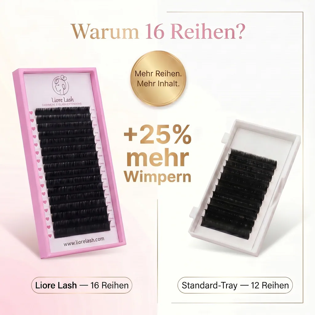 Liore Lash Wimpern für Verlängerungen, 16 Reihen, 0,05 mm, M-Curl, Längenmix 7-15 mm