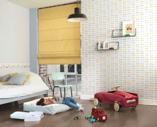 Casadeco Kindertapete Happy Dreams Autos blau gelb