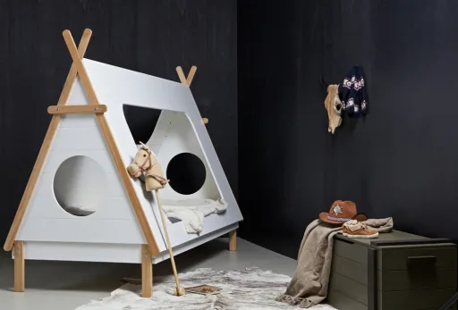 WOOOD - Tipi Bett mit Lattenboden, 163x215x106 cm, Bettschubalde: nein