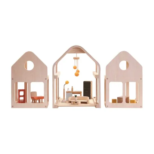 Plan Toys Puppenhaus zum Mitnehmen Holz natur