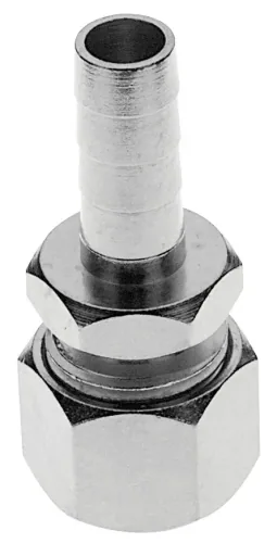 Quetschverschraubung, Compression fitting - Edelstahl, mit Schlauchtülle für Bierschlauch NW 7 mm