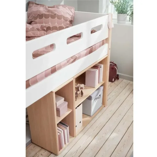 Flexa Nor halbhohes Bett Leiter senkrecht weiß / Eiche