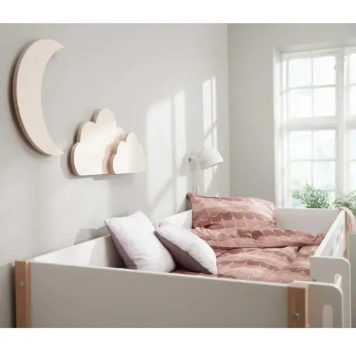 Flexa Nor mittelhohes Bett Leiter gerade weiß / Eiche