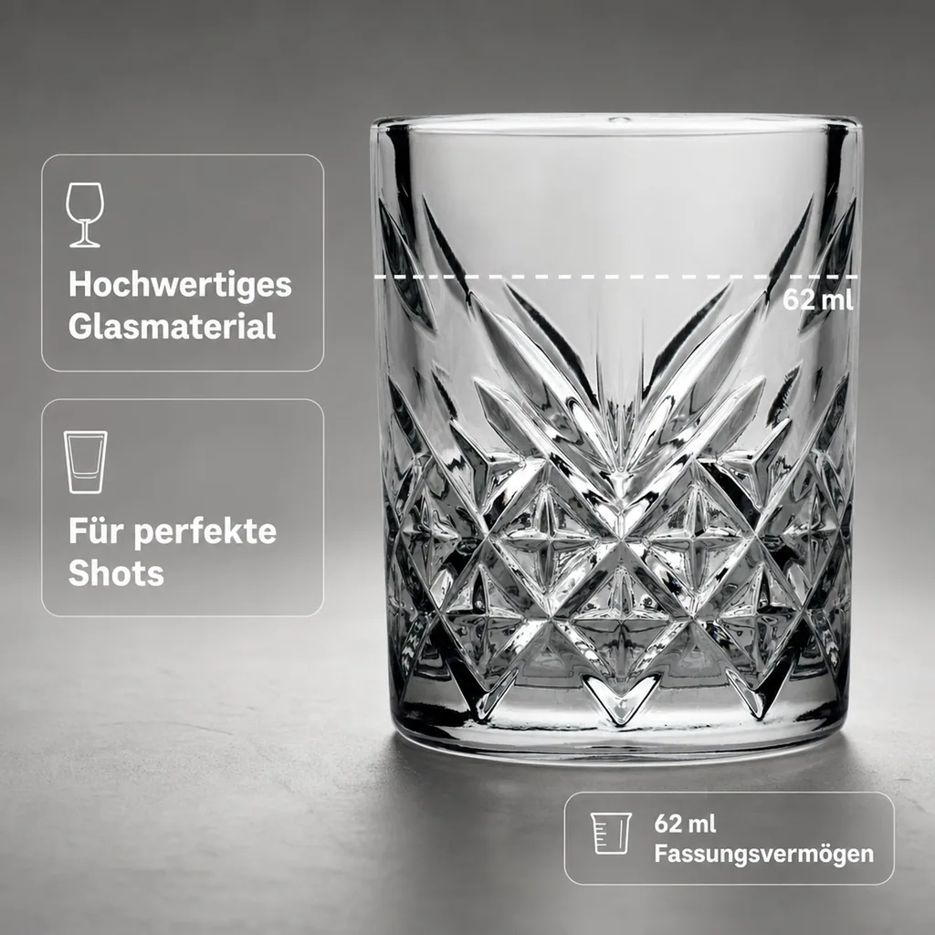 Schnapsgläser, Shotgläser (12 Stück, 62ml) - Timeless