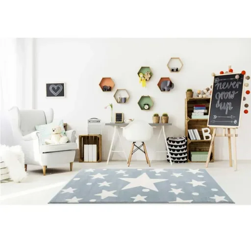 Livone Teppich Estrella Stern & Konfetti blau, Teppichgrösse: 200 x 300 cm