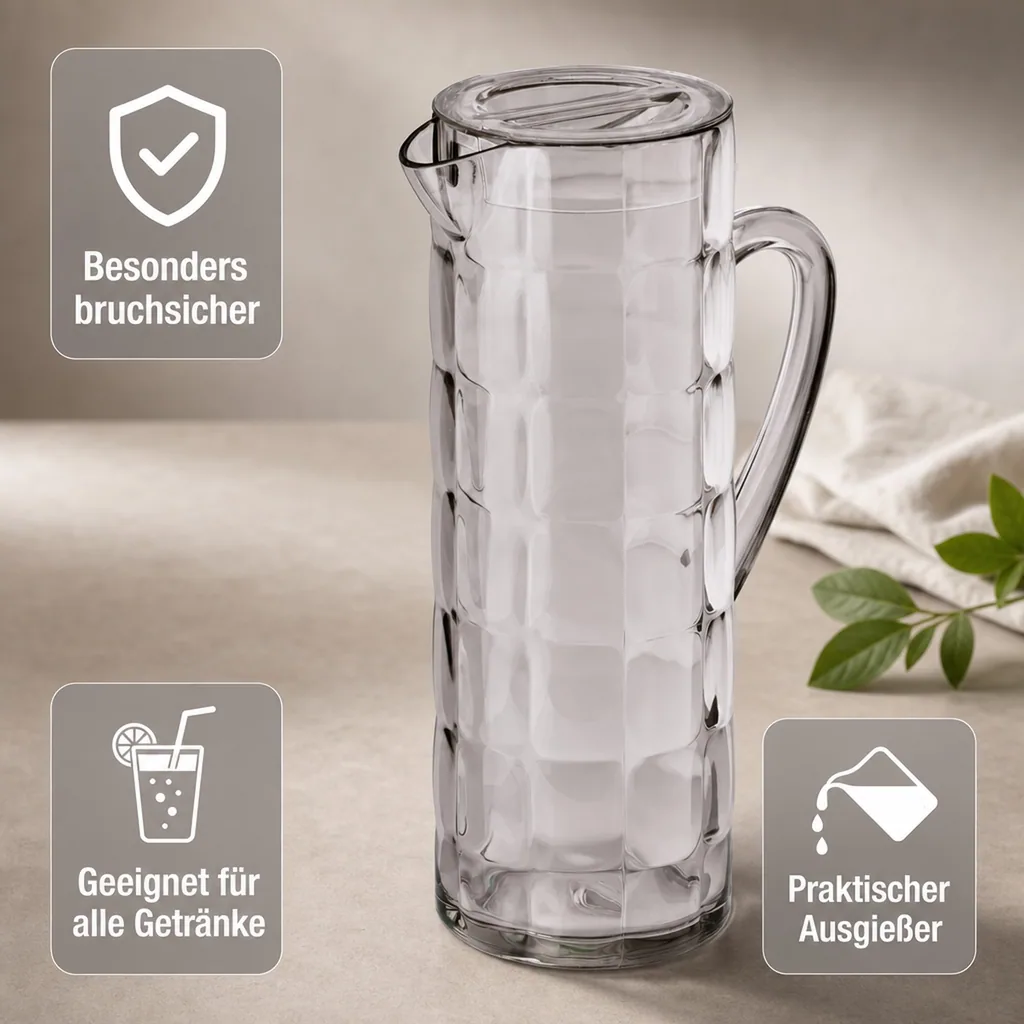 Krug, Wasserkrug - Rio, 1,5 ltr., SAN, Farbe: grau